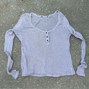 Micro Knit Long Sleeve Sheer Sweater // soft layering light pink off white